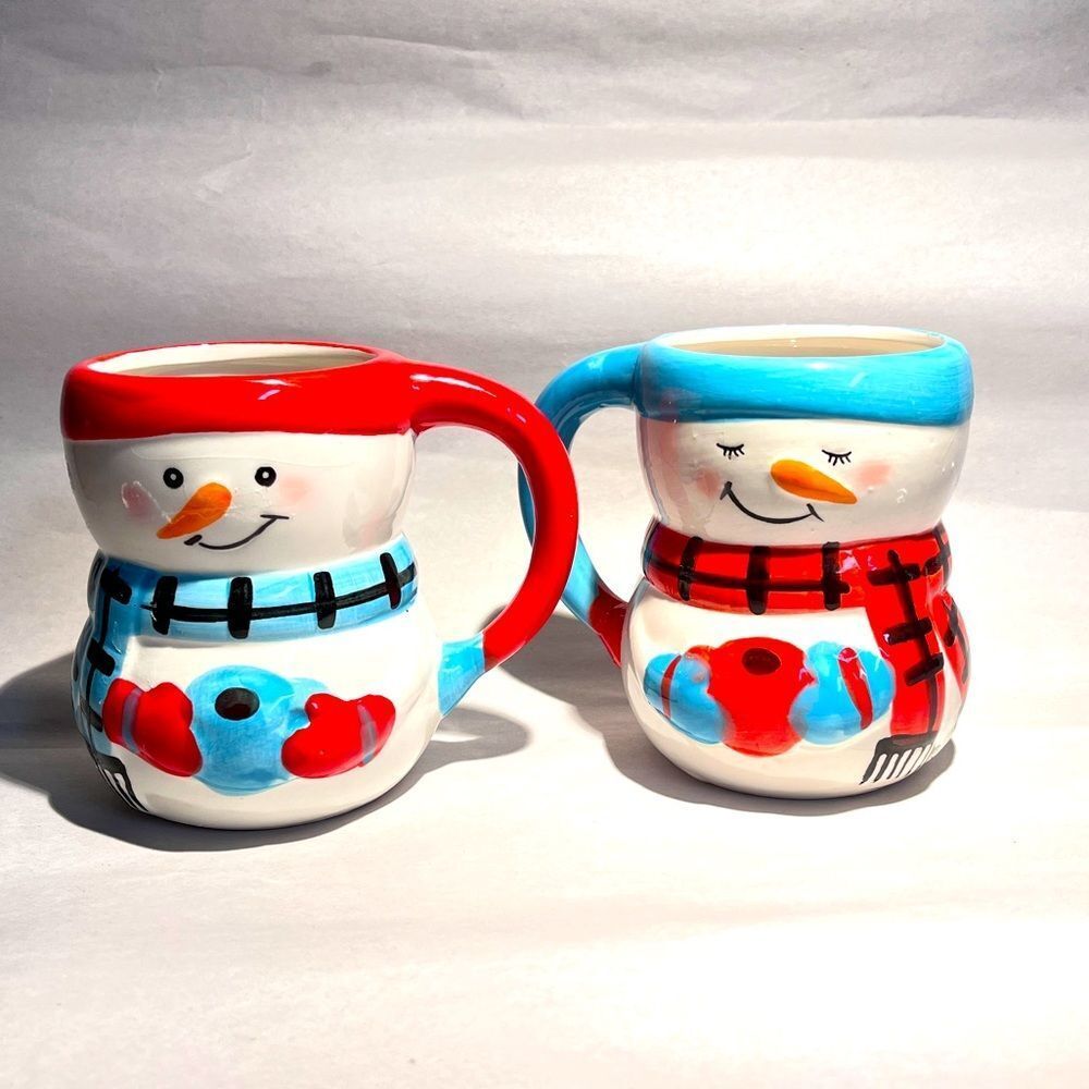 (2) Bay Island Handpainted Snowman Mug